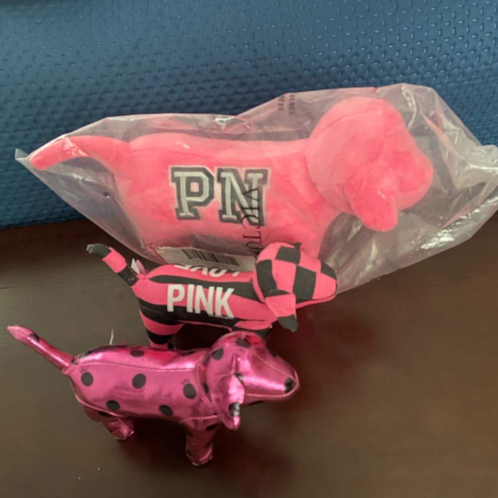 PINK Victoria's Secret Dog Figurines - Pink and Black